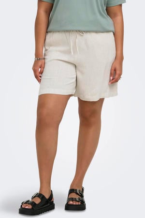 regular high waist casual short met linnen beige