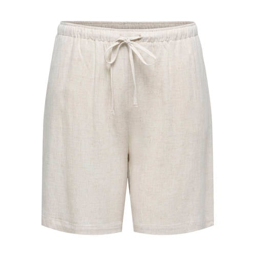 ONLY CARMAKOMA regular high waist casual short met linnen beige afbeelding