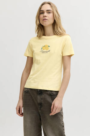 T-shirt met hartjes lichtgeel
