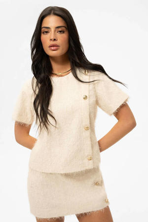 cropped top ecru met textuur