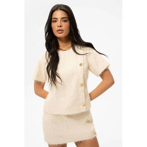 NIKKIE cropped top ecru met textuur afbeelding