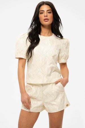 regular waist casual short crème met lurex