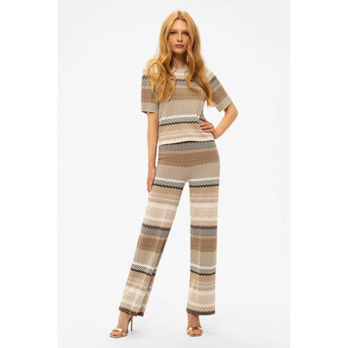 NIKKIE wide leg high waist casual broek lichtbruin afbeelding