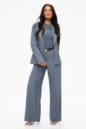 wide leg regular waist broek blauw