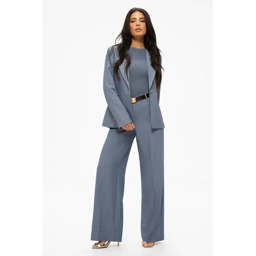 NIKKIE wide leg regular waist broek blauw afbeelding