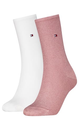 sokken met logo - roze/wit (set van 2)
