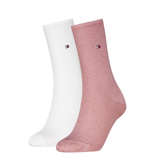 Tommy Hilfiger sokken met logo - set van 2 roze/wit afbeelding
