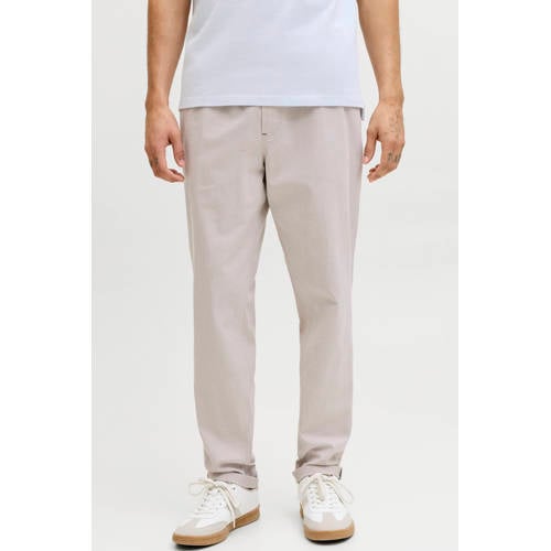 JACK & JONES PANTS STUDIO JPSTACE tapered casual broek beige afbeelding