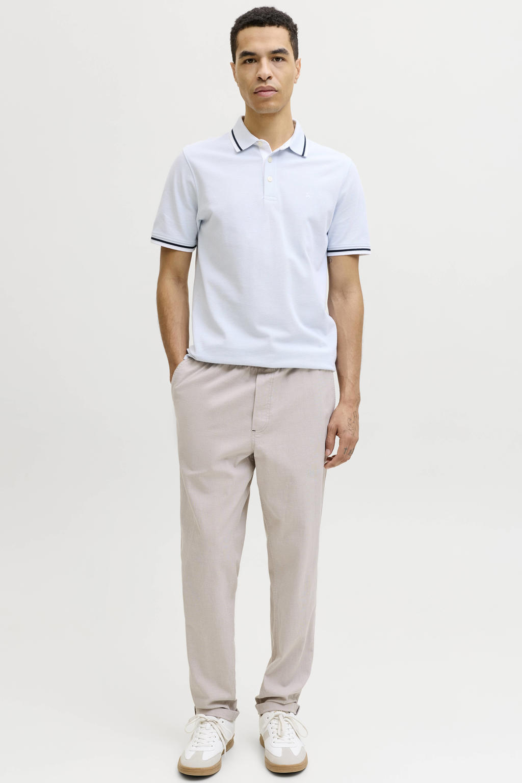 JACK & JONES PANTS STUDIO JPSTACE tapered casual broek beige