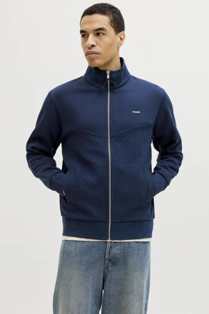 sweatvest met textuur donkerblauw