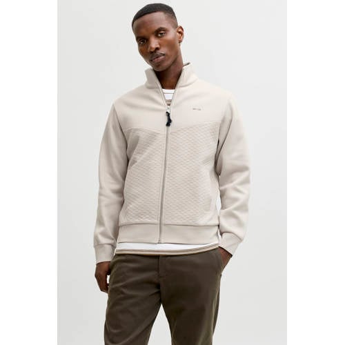JACK & JONES PREMIUM sweatvest met textuur beige afbeelding
