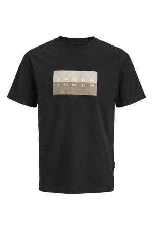 regular T-shirt zwart