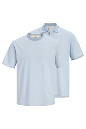regular T-shirt en polo lichtblauw - (set van 2)