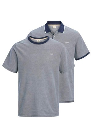 regular T-shirt en polo blauw - (set van 2)