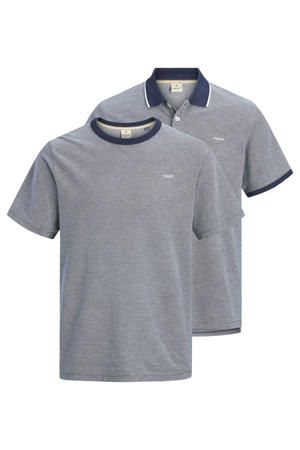 regular T-shirt en polo blauw - (set van 2)