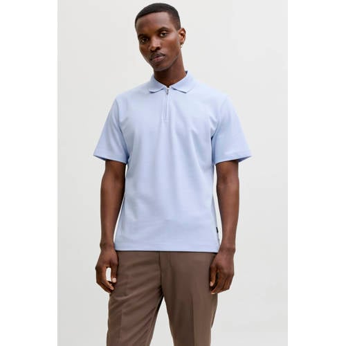 JACK & JONES PREMIUM regular polo fijn gebreid lichtblauw afbeelding