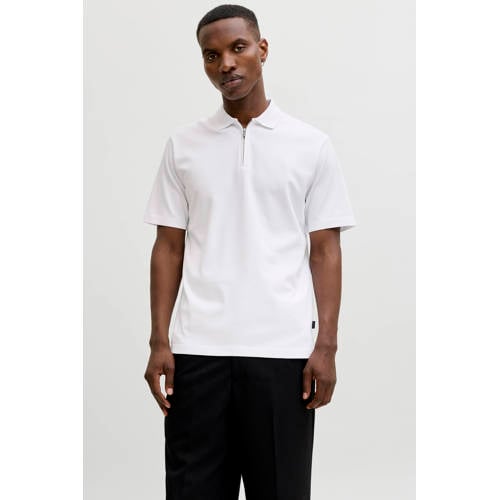 JACK & JONES PREMIUM regular polo fijn gebreid wit afbeelding