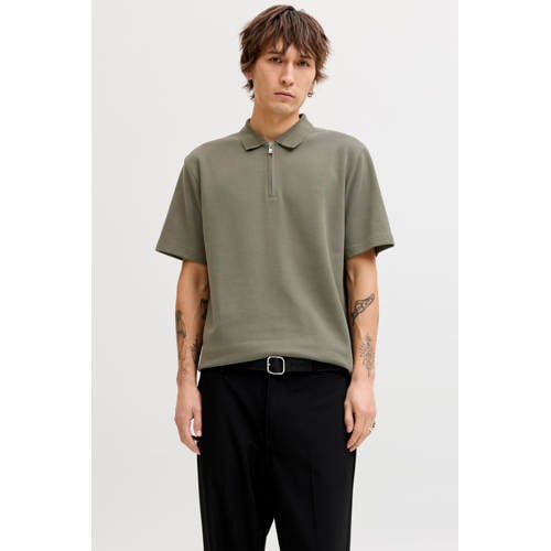 JACK & JONES PREMIUM regular polo fijn gebreid donkergroen afbeelding