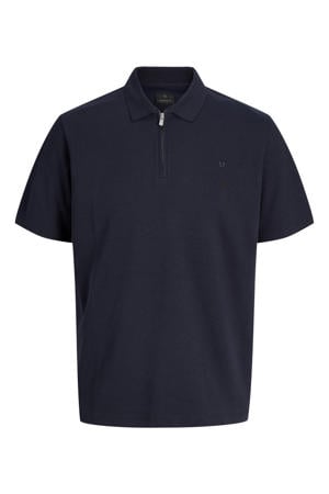 regular polo fijn gebreid donkerblauw