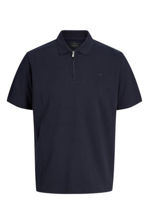 regular polo fijn gebreid donkerblauw