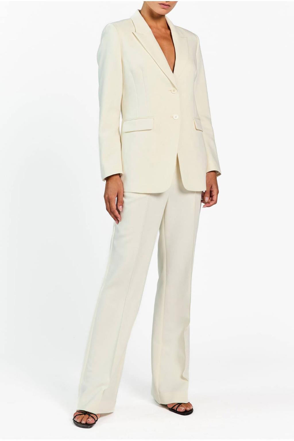 Ecru dames Aaiko regular blazer van polyester met effen, lange mouwen, reverskraag en knoopsluiting