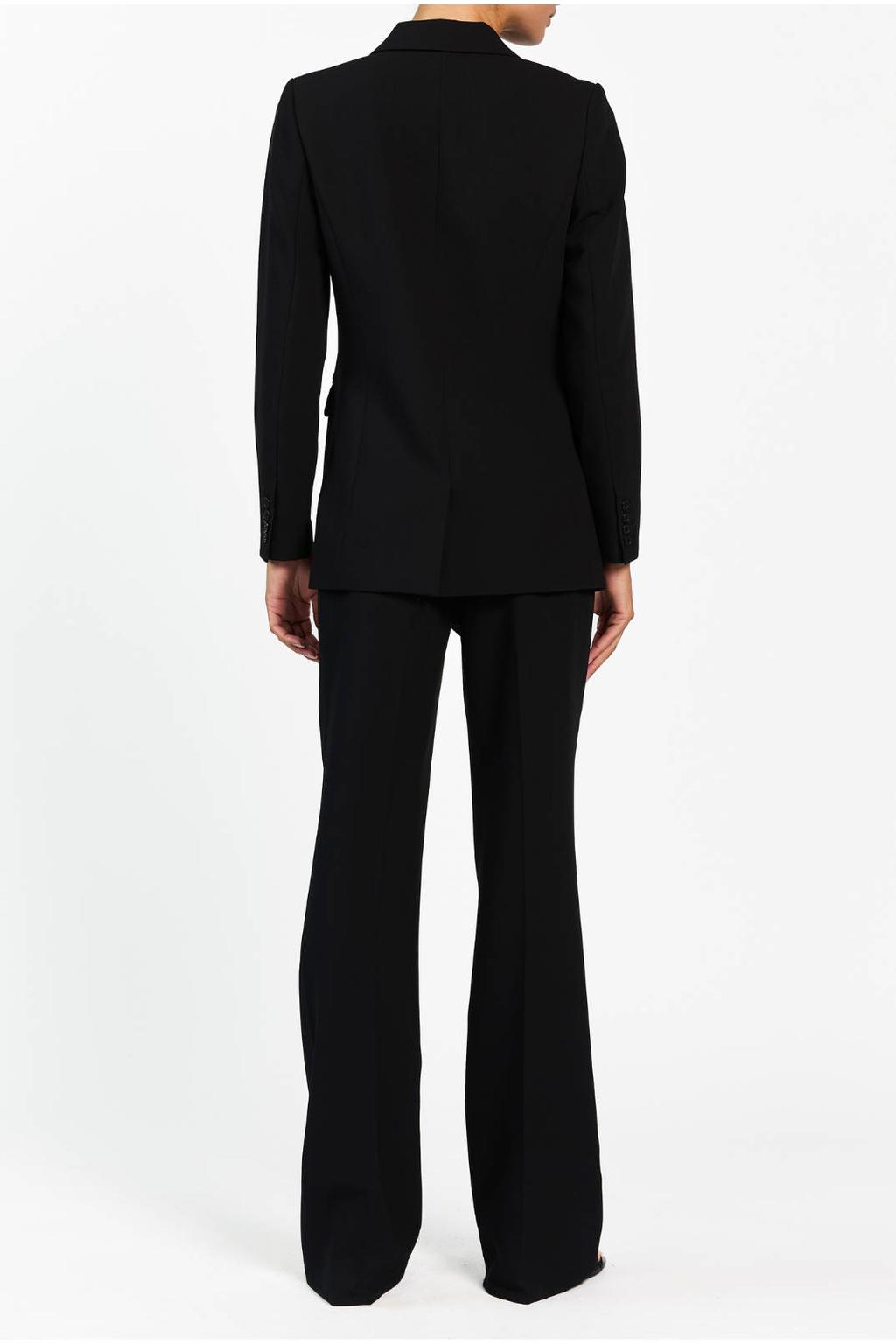 Donkerblauwe dames Aaiko straight regular waist pantalon van polyester met rits, haak- en knoopsluiting en effen