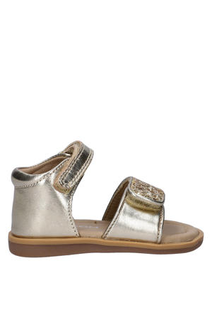 leren sandalen goud