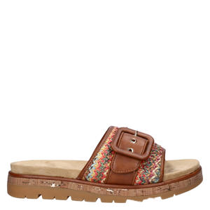 slippers met profielzool - cognac