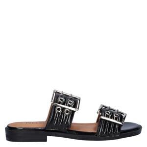 lakleren slippers zwart