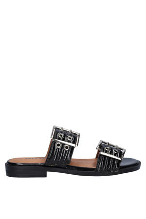 lakleren slippers zwart