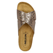 thumbnail: Nelson imitatieleren slippers met panterprint taupe