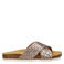 Nelson imitatieleren slippers met panterprint taupe