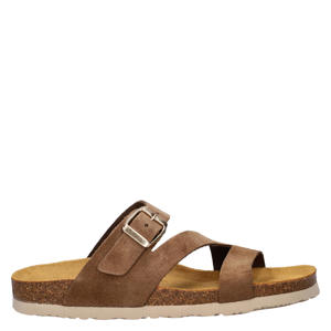 suède slippers bruin