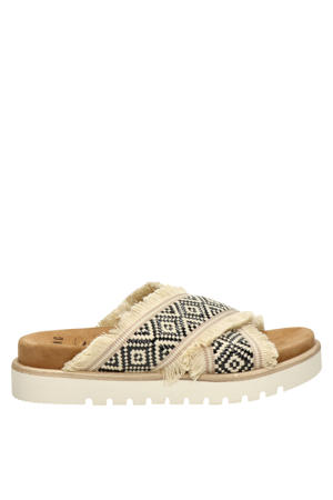 slippers ecru/zwart
