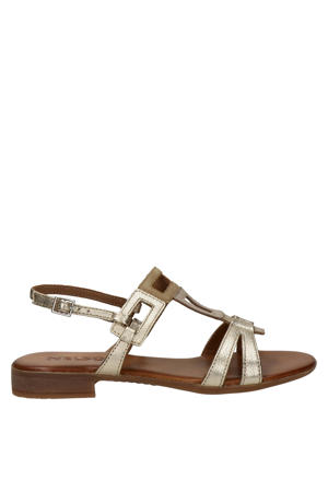 leren sandalen beige/goud