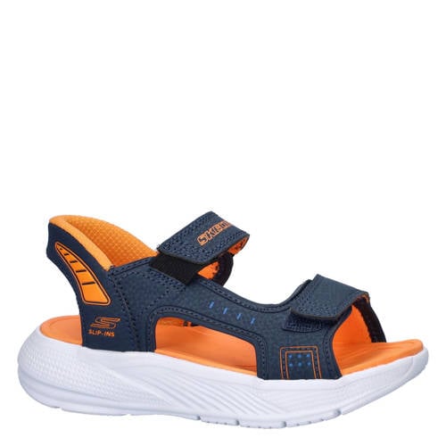 Skechers Hands Free Slip-ins: Microspec-Splash Hydro Ease imitatieleren sandalen donkerblauw/oranje
