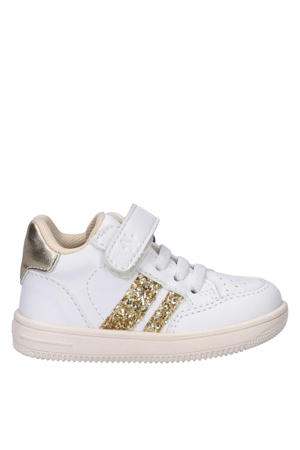 leren sneakers wit/goud