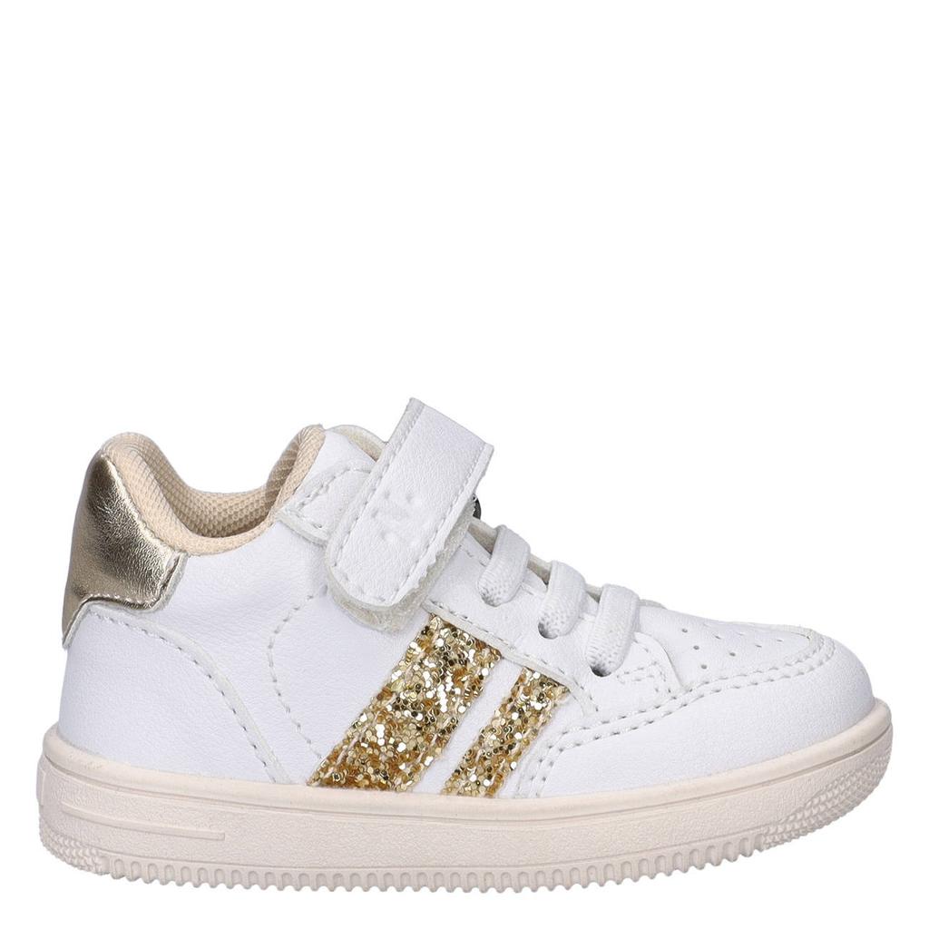 Wit en gouden meisjes Nelson Kids leren sneakers met veters