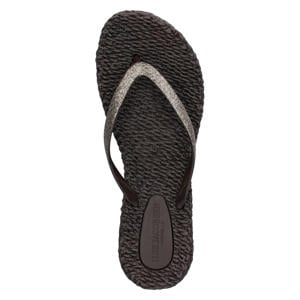 Cheerful teenslippers met glitters bruin