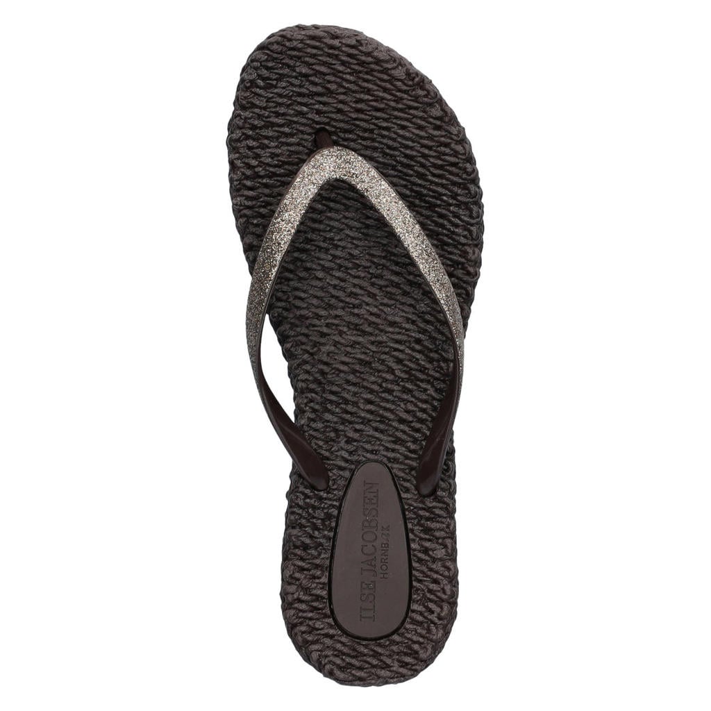 Bruine dames Ilse Jacobsen Cheerful teenslippers met glitters van rubber