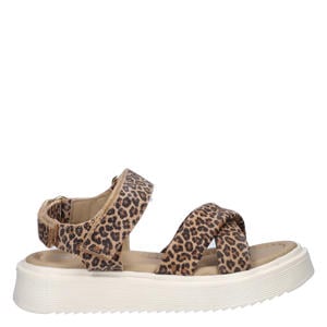 sandalen met panterprint beige/bruin