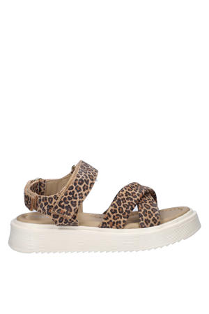 sandalen met panterprint beige/bruin