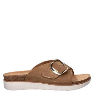 suède slippers cognac