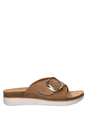 suède slippers cognac