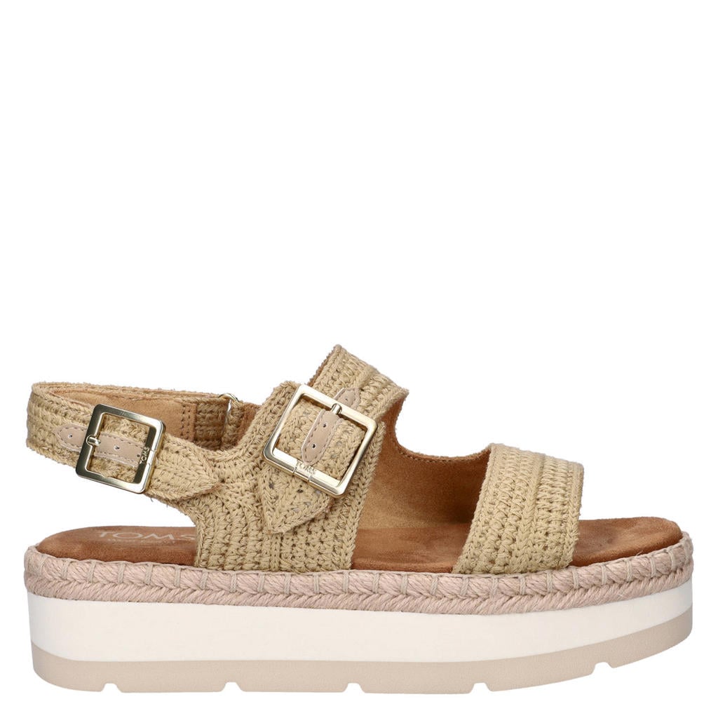 Beige dames Toms Giana sandalen met plateauzool met gesp