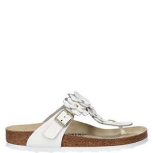 Gizeh Flower leren teenslippers wit