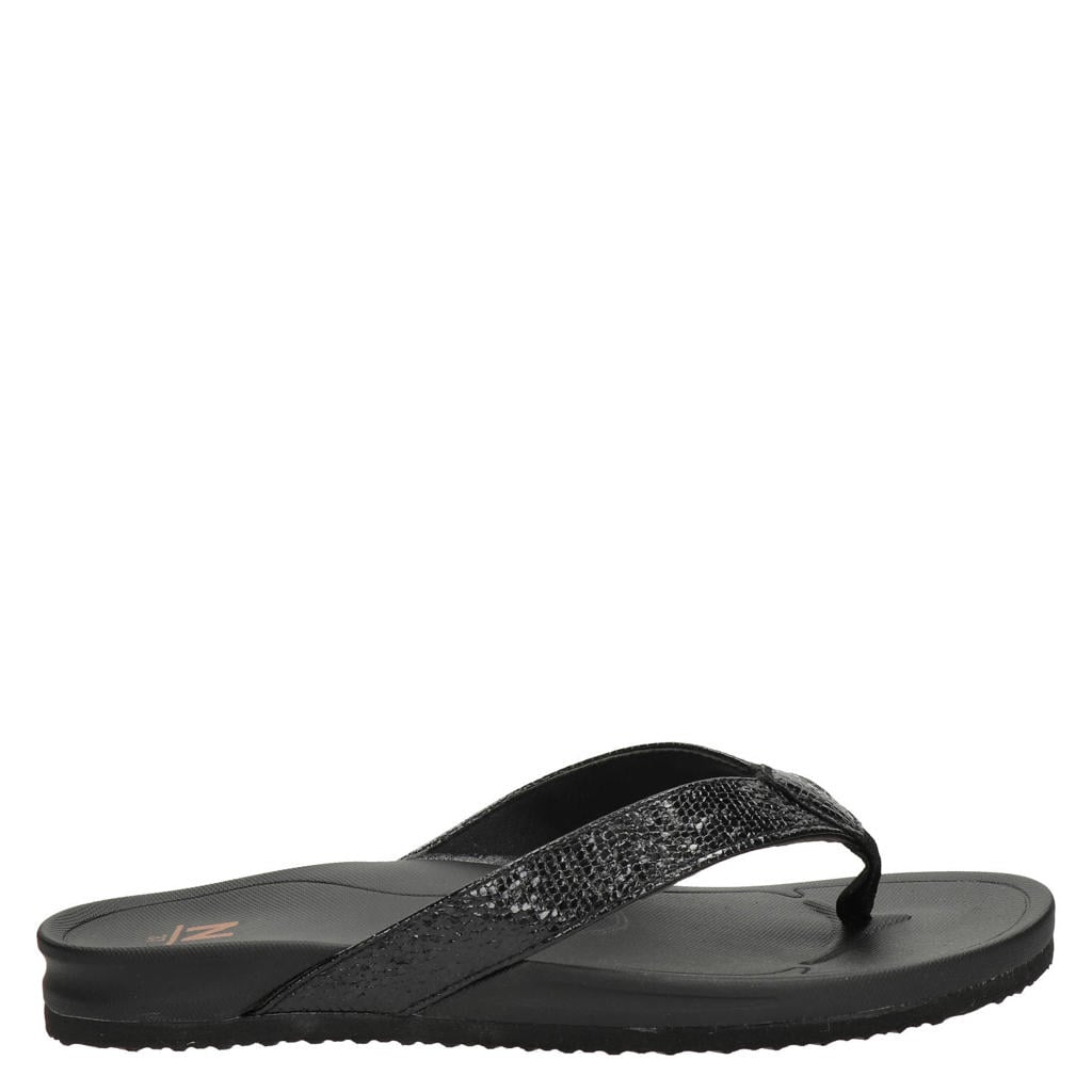Zwarte dames Nelson teenslippers van textiel