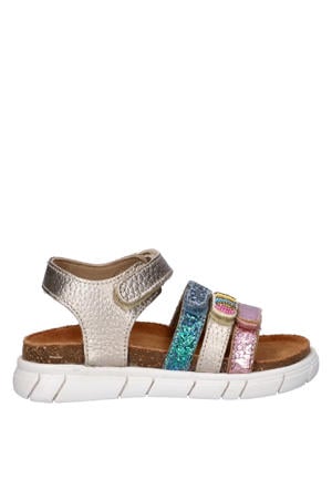 sandalen goud/blauw/roze
