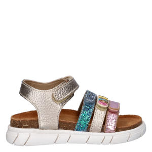 sandalen goud/blauw/roze