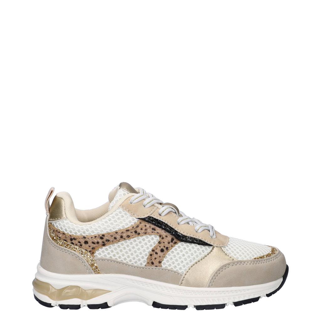 Beige meisjes Nelson Kids sneaker van textiel met veters